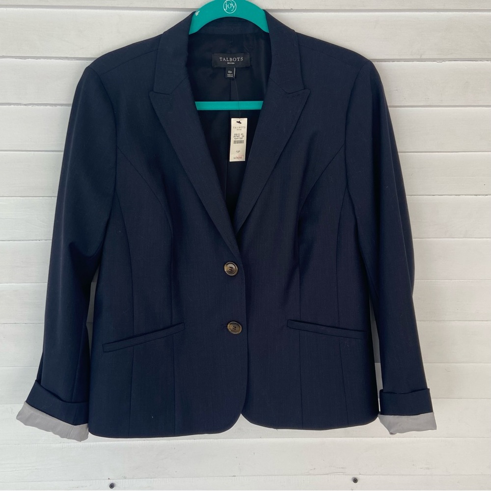 Talbots navy spring blazer in 10 petite